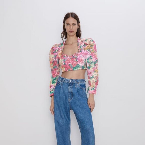 NWT ZARA FLORAL PRINT TOP SIZE M - Picture 12 of 12